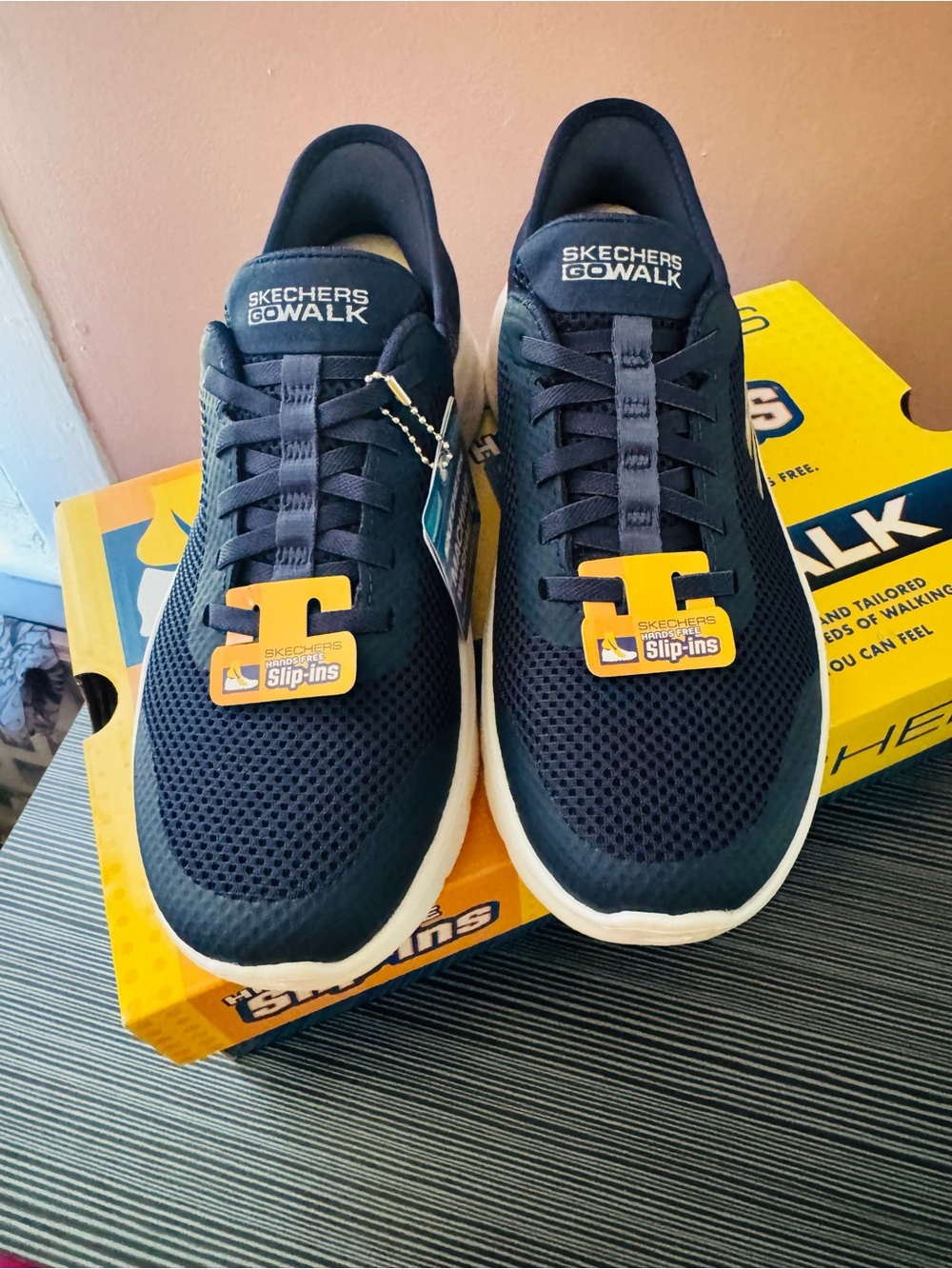 Skechers GOwalk Women’s Navy and White Slip-Ins Sneakers
